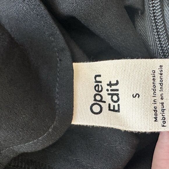 Nordstrom Open Edit S Pleated Large Black Pleated Slit Hem Midi Skirt - Picture 4 of 11